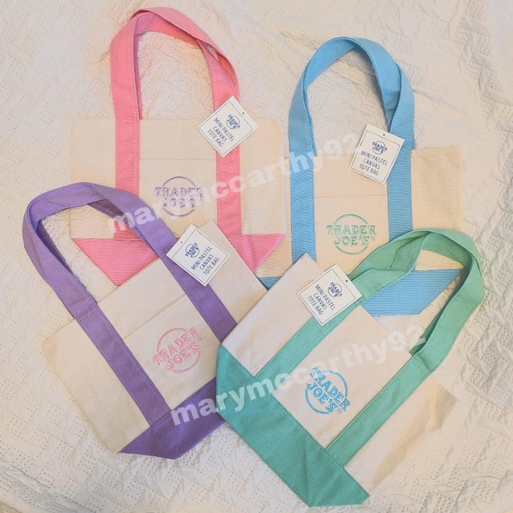 Trader Joe' Pastel Canvas Mini Tote Bags